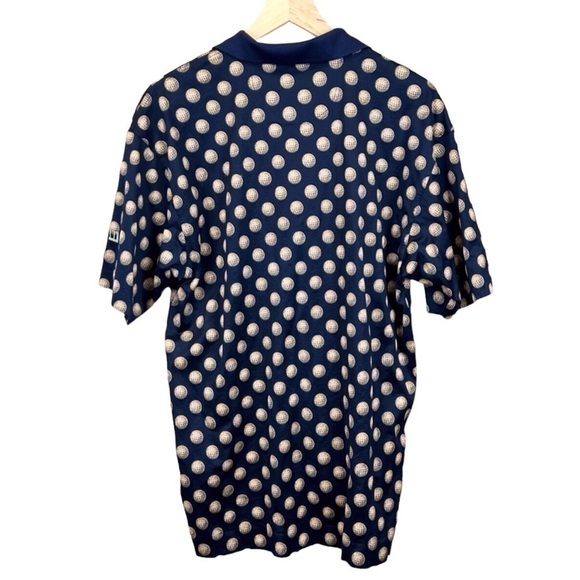 Dunhill Men's Golf Polo Italian Navy/Crm Golf Ball Pattern Size-L EUC - Picture 3 of 7